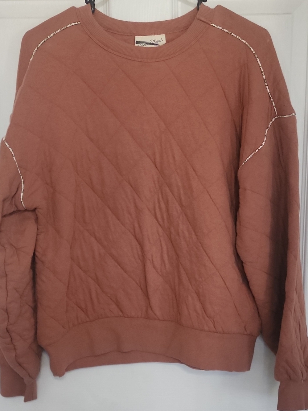 Universal Thread Quilted Rust Crewneck Sweatshirt with Sequin Trim